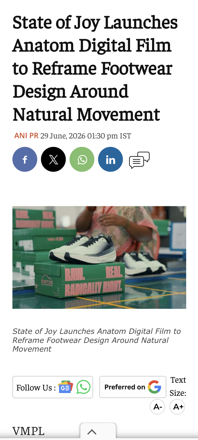 ANI · Mid-Day · PTI footwear launch coverage