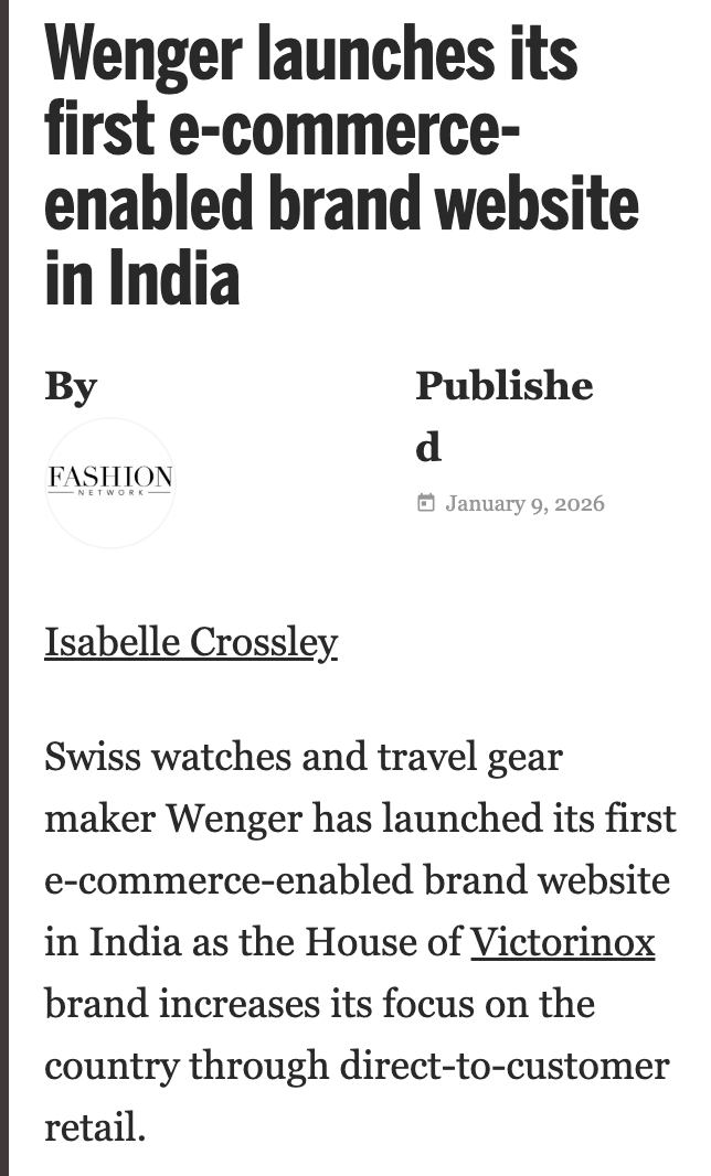 Wenger India coverage